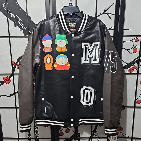 South Park x Members Only Black Bomber Varsity Jacket Size Large NWT - Picture 1 of 15
